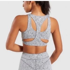 Gymshark Fleur Texture Sports Bra - Charcoal Marl